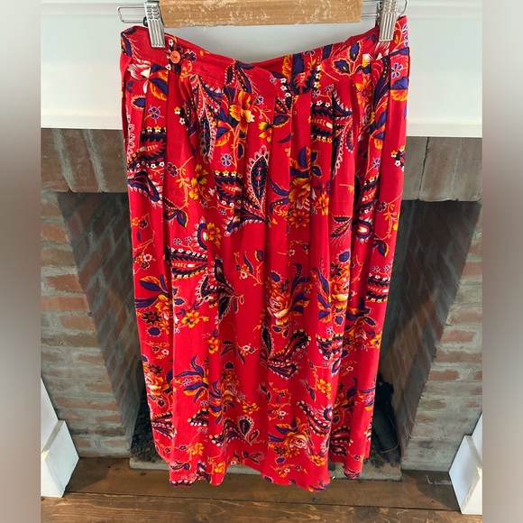 VINTAGE the Villager 1990’s Pleated Button Closure Maxi Skirt w/Pockets sz 10 - Picture 1 of 8